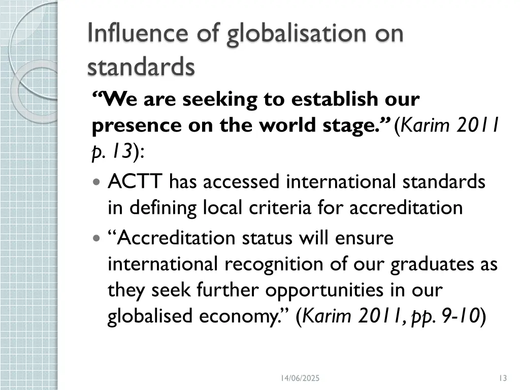 influence of globalisation on standards