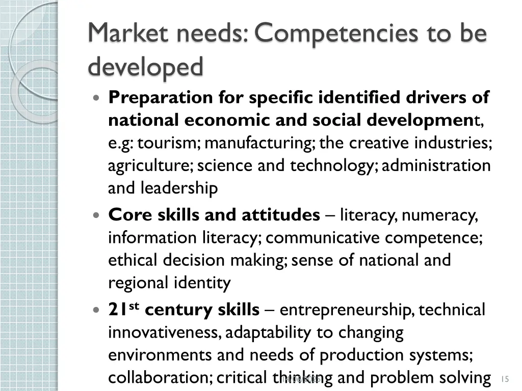 market needs competencies to be developed