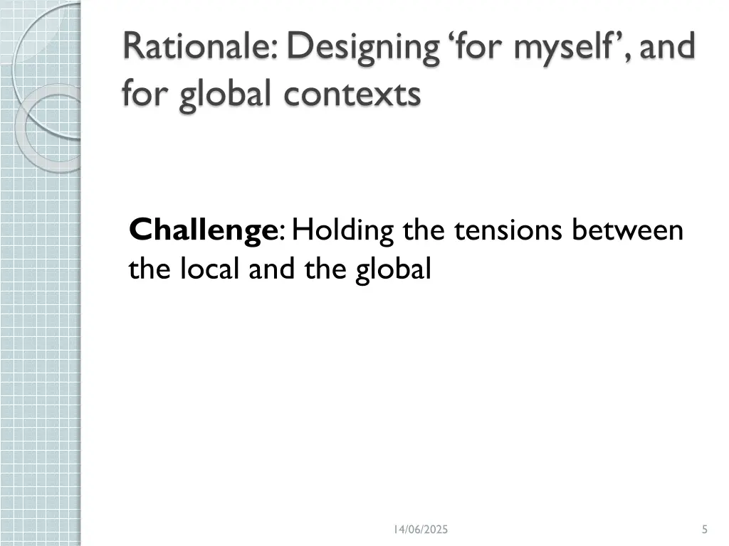 rationale designing for myself and for global