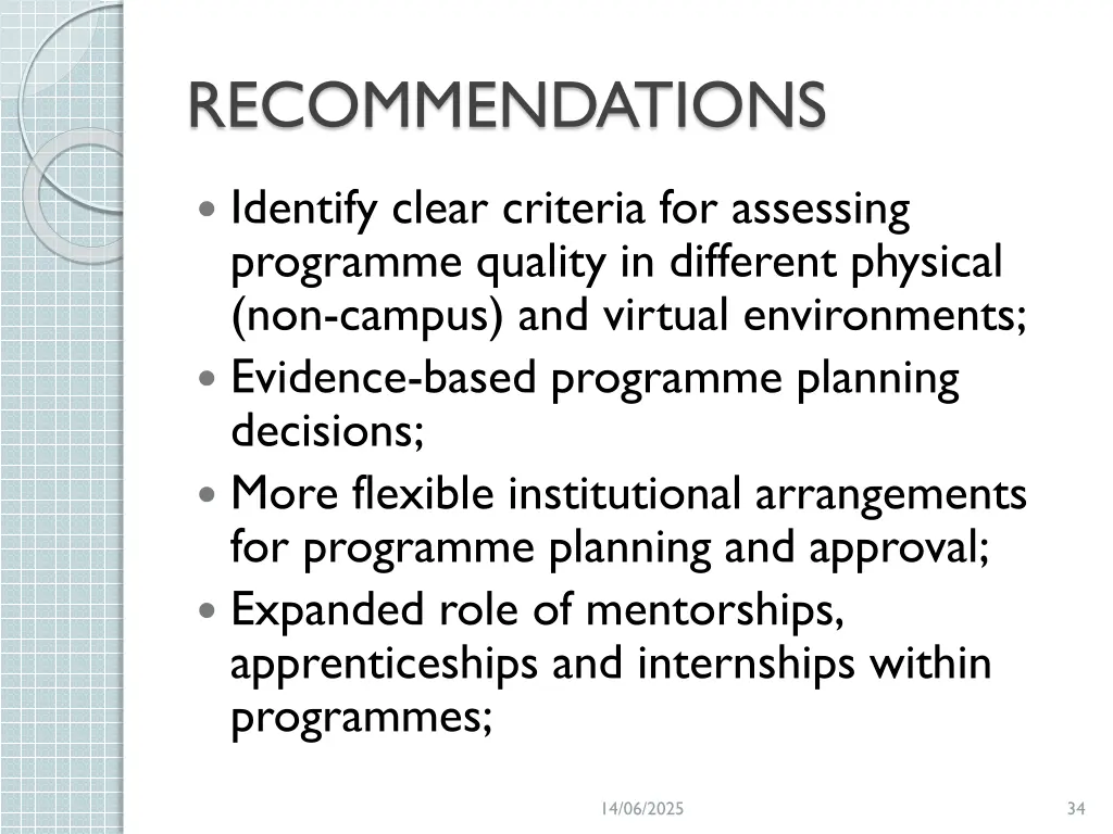 recommendations