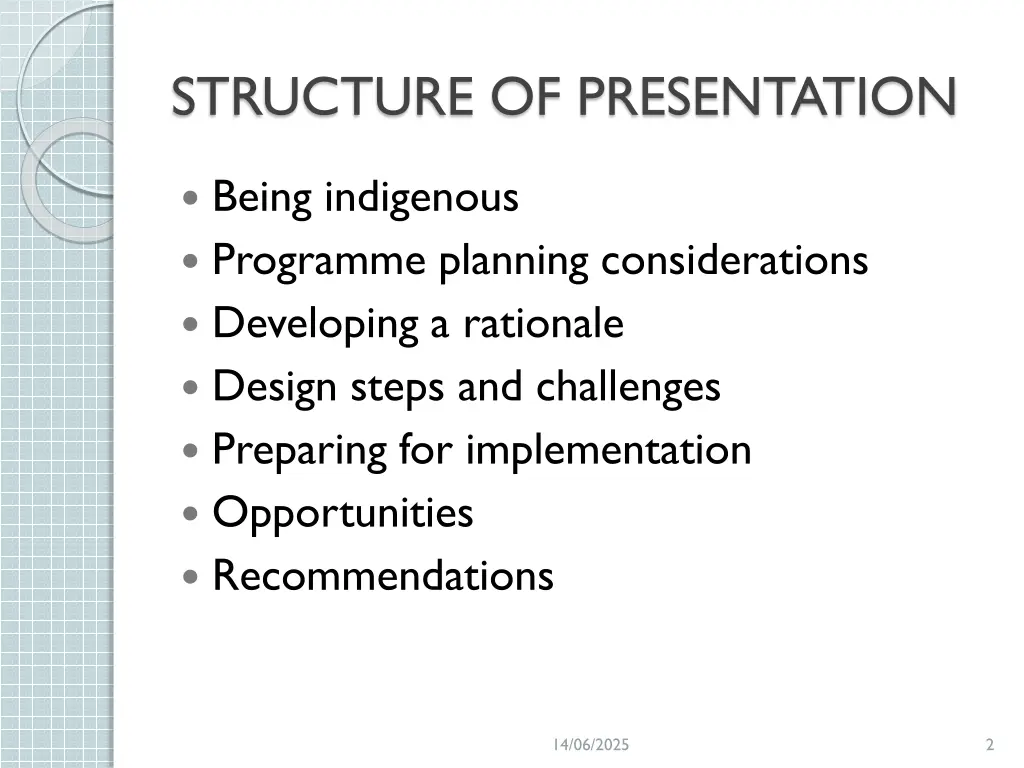 structure of presentation