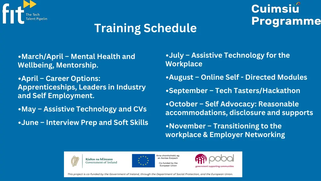 training schedule