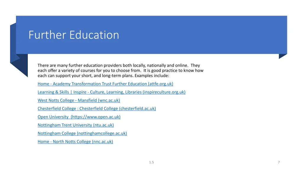 further education