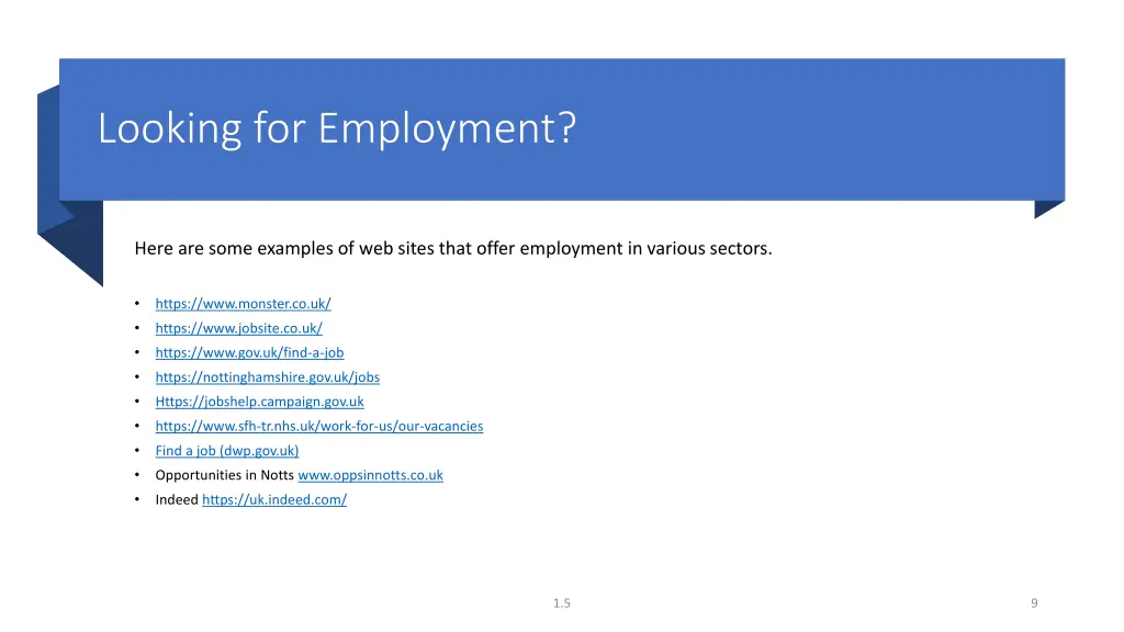 looking for employment