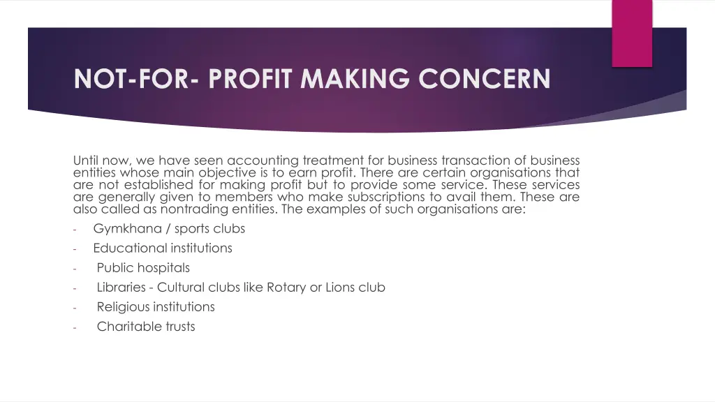 not for profit making concern 1