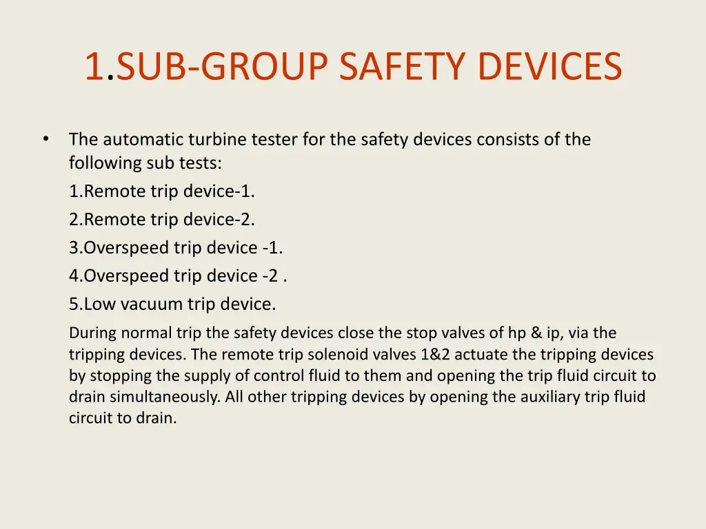 1 sub group safety devices