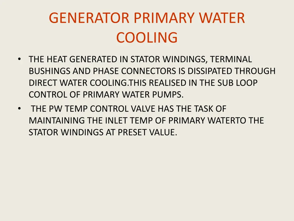 generator primary water cooling