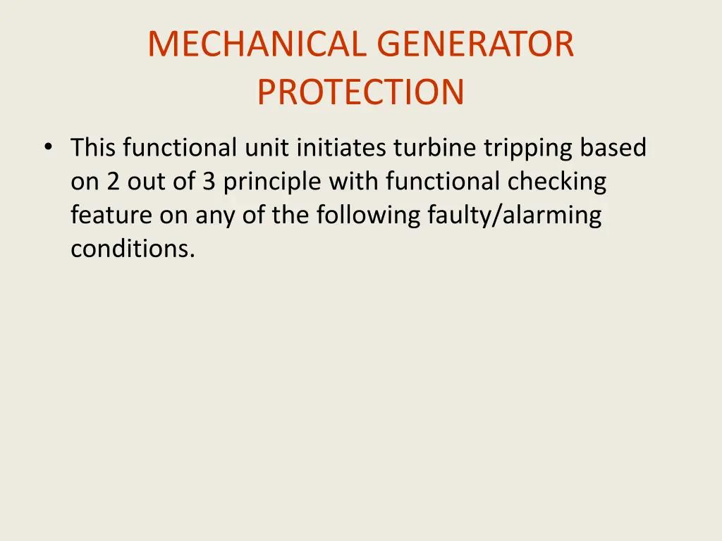 mechanical generator protection
