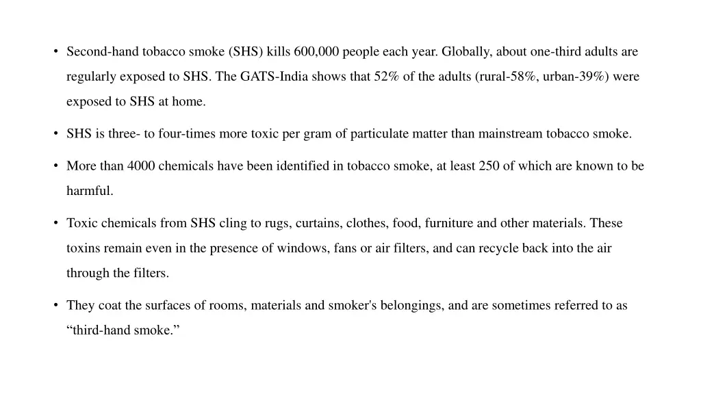 second hand tobacco smoke shs kills