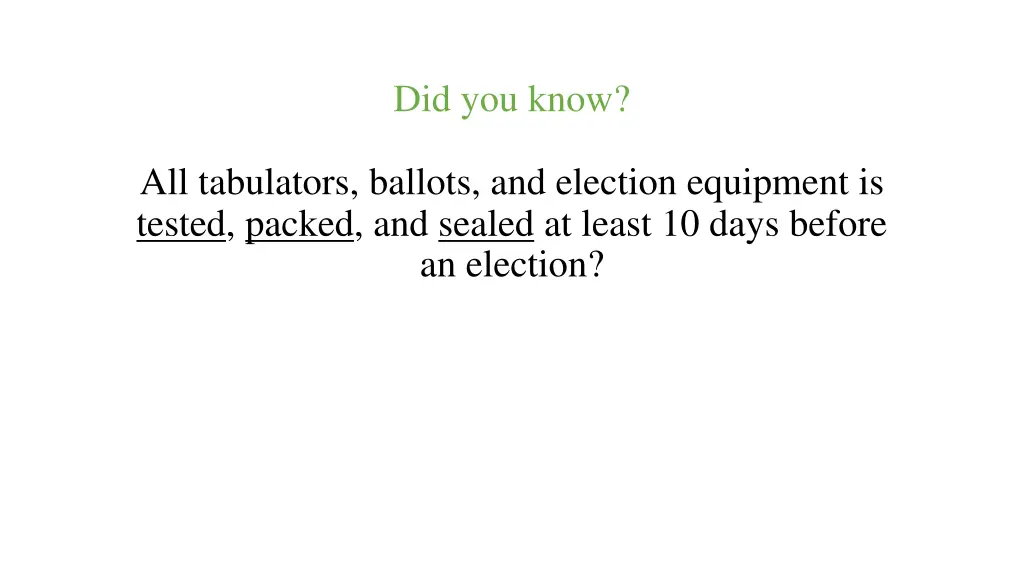 did you know