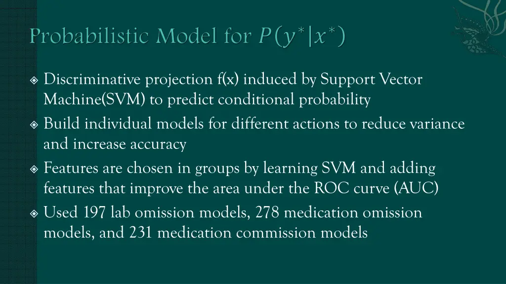 discriminative projection f x induced by support