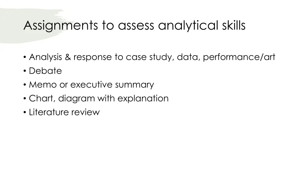 assignments to assess analytical skills