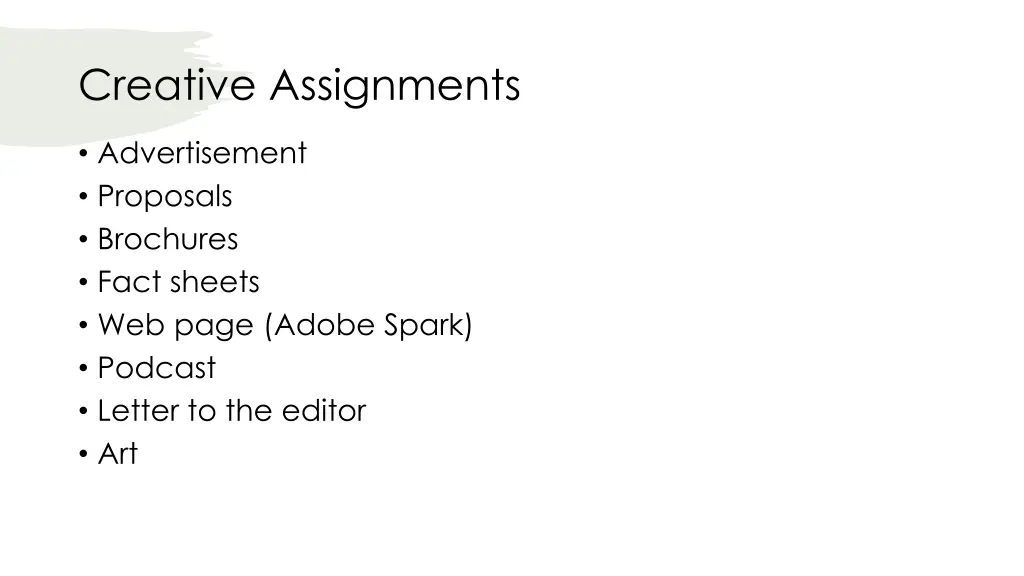 creative assignments