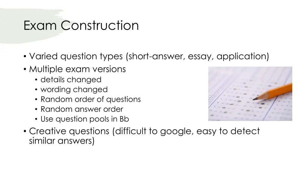 exam construction