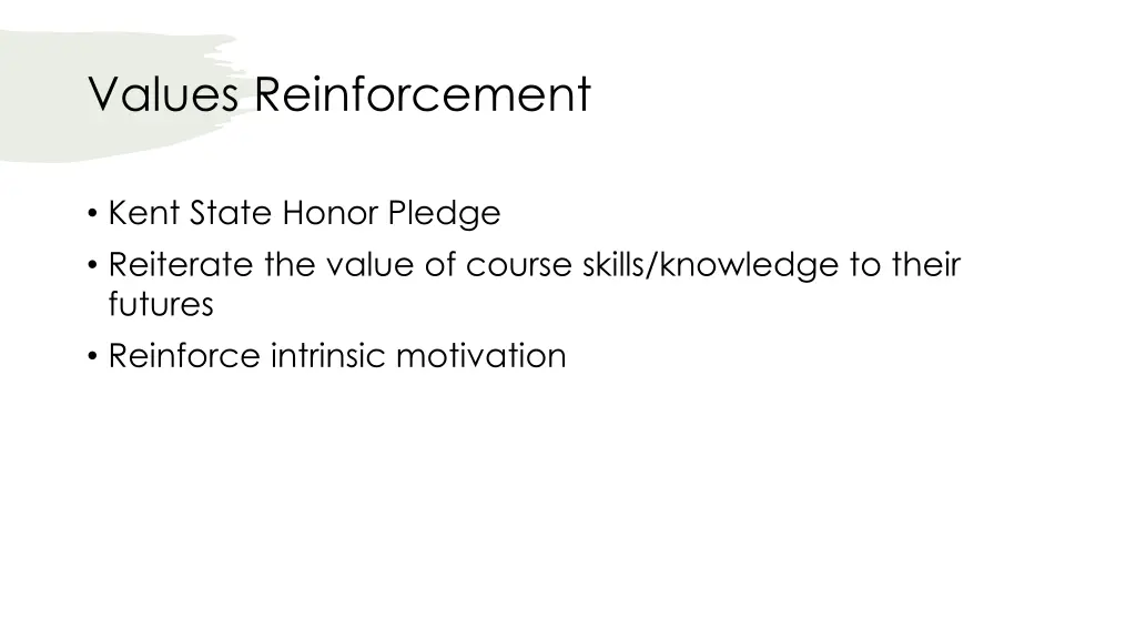 values reinforcement