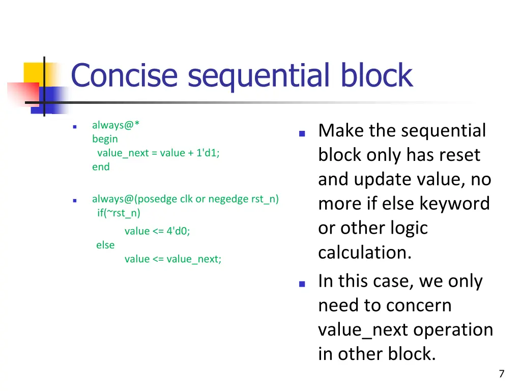 concise sequential block