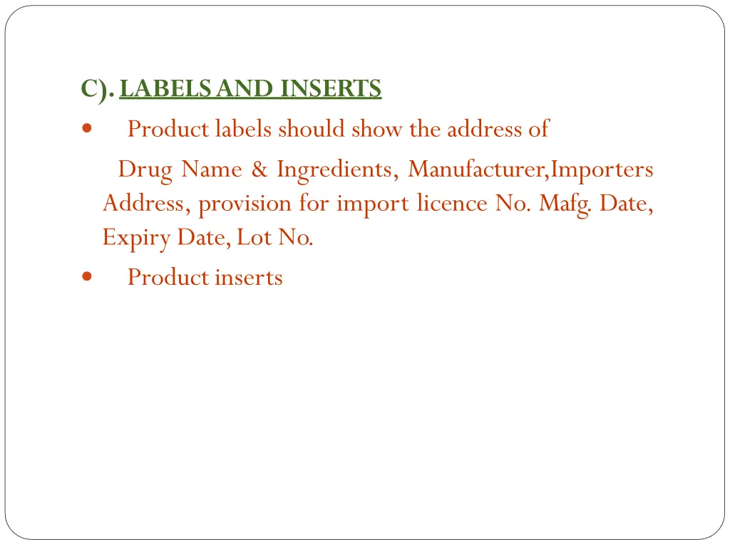c labelsand inserts productlabels should showthe
