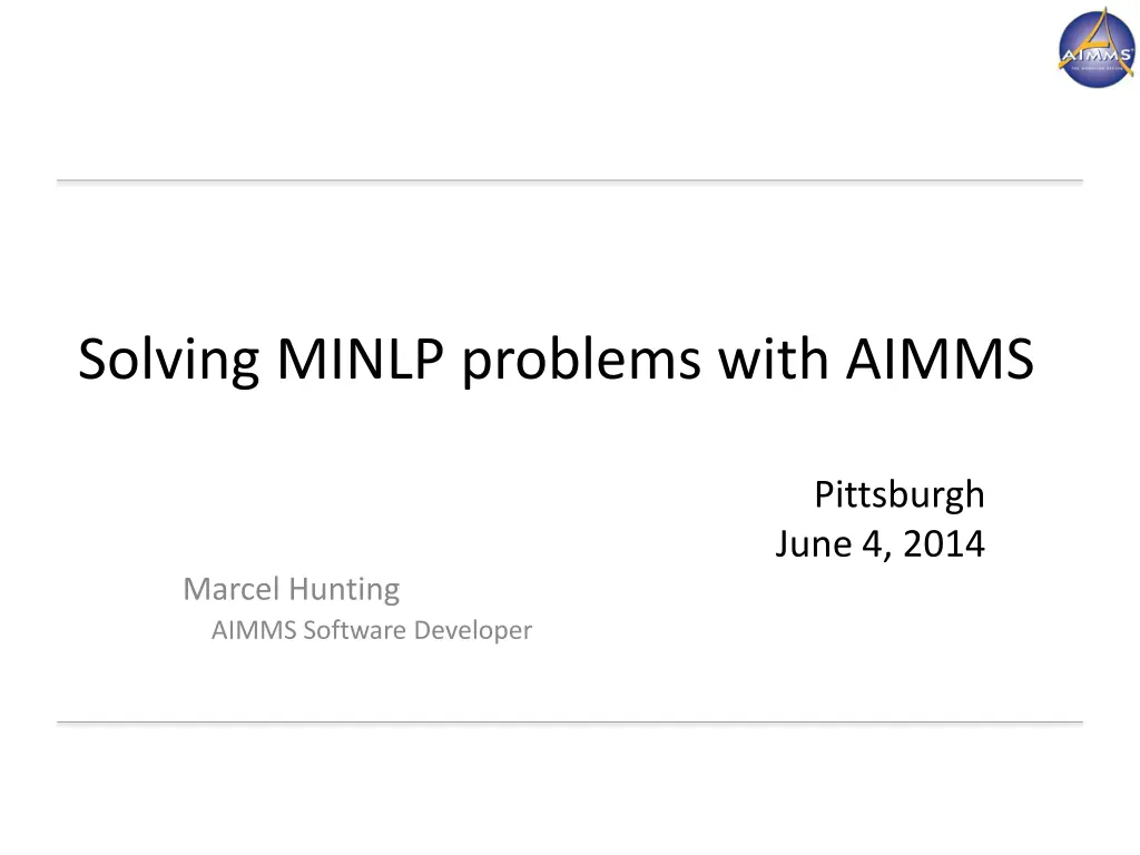 solving minlp problems with aimms