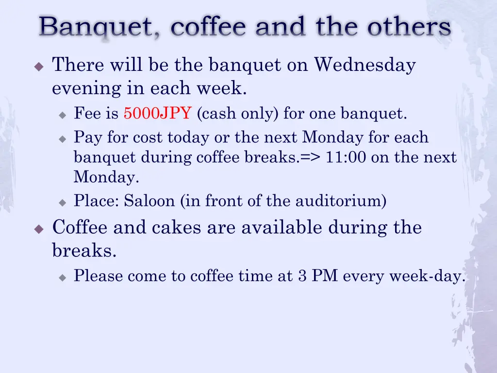 banquet coffee and the others