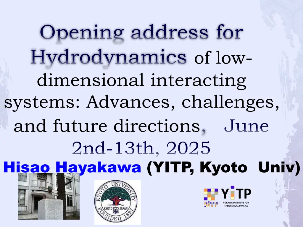 opening address for hydrodynamics