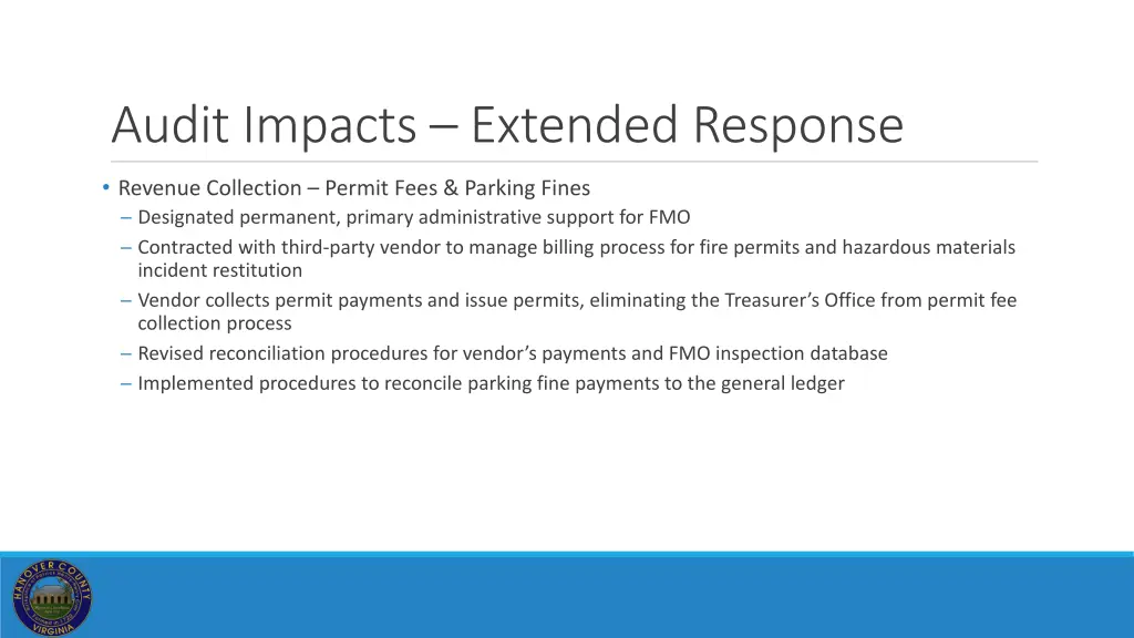 audit impacts extended response