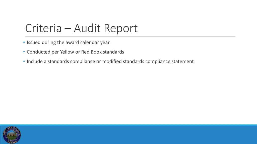 criteria audit report
