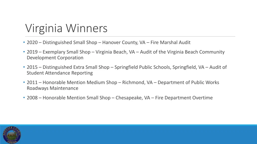virginia winners