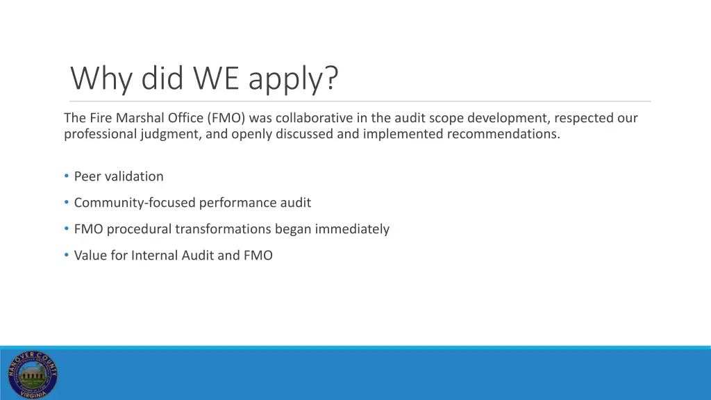 why did we apply