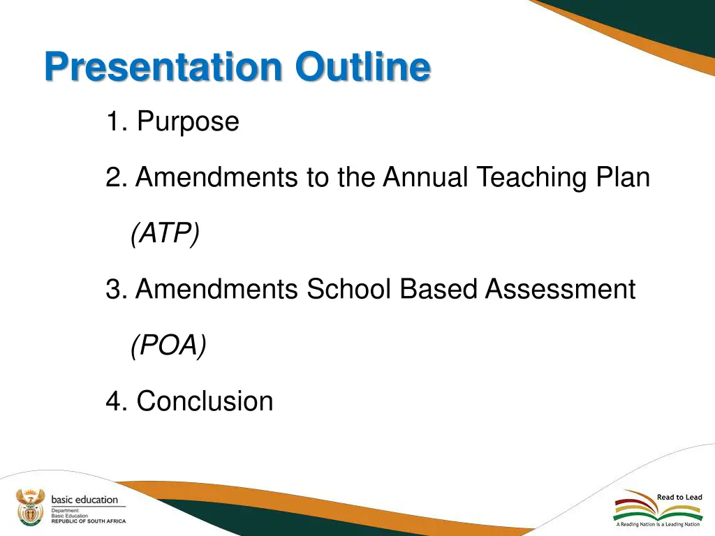 presentation outline