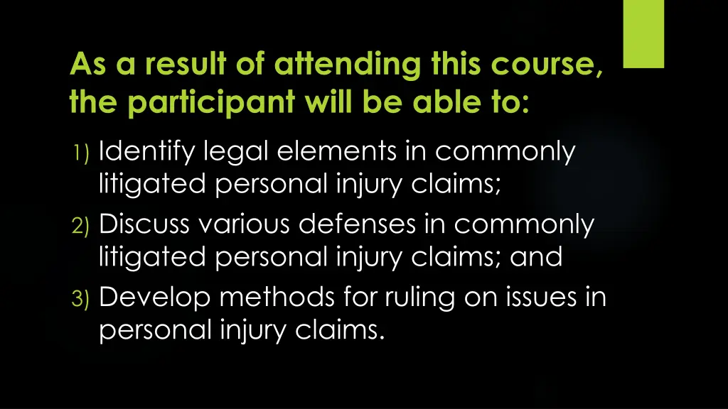 as a result of attending this course