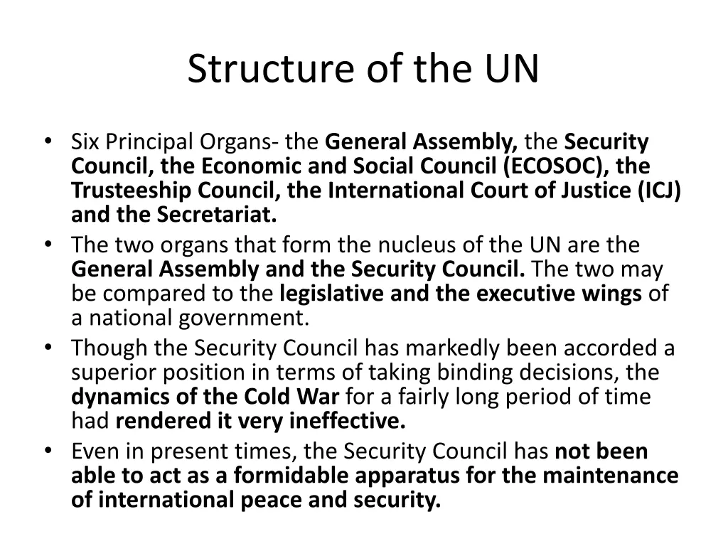structure of the un
