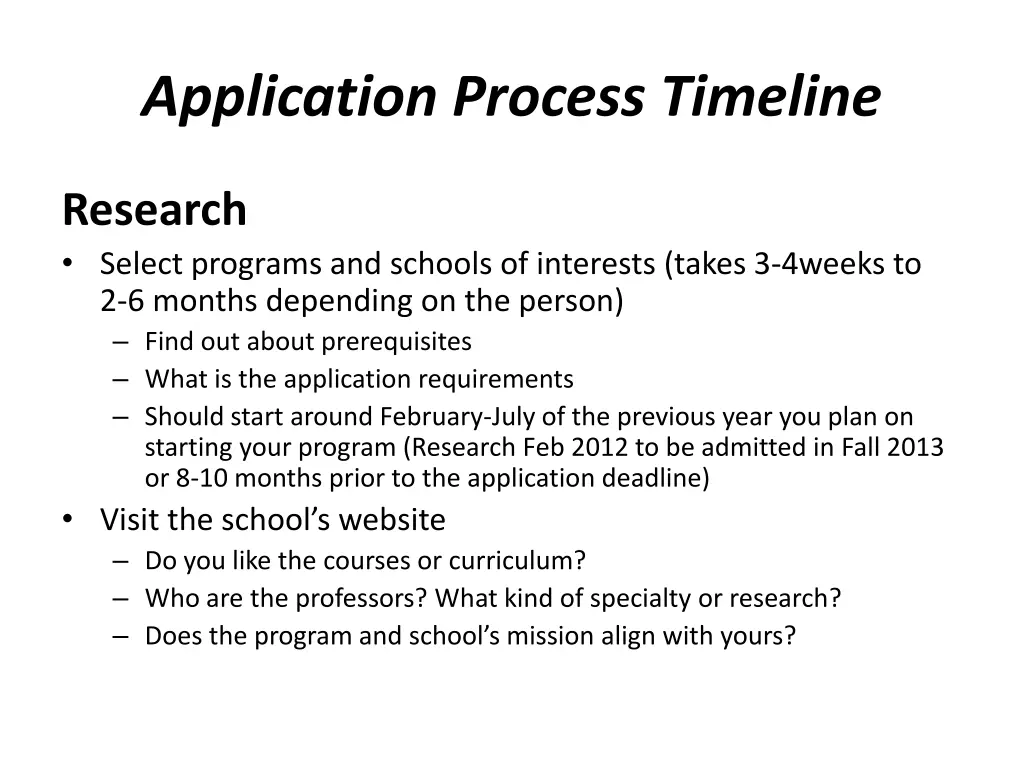 application process timeline