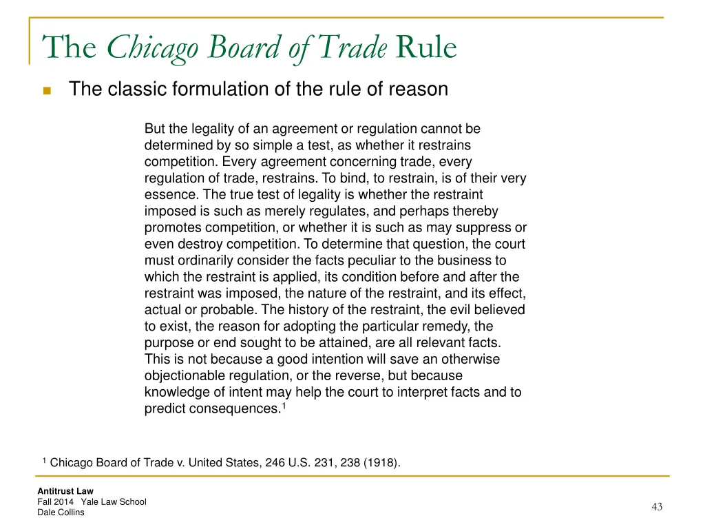 the chicago board of trade rule