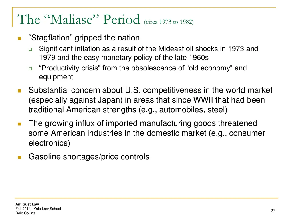 the maliase period circa 1973 to 1982 1