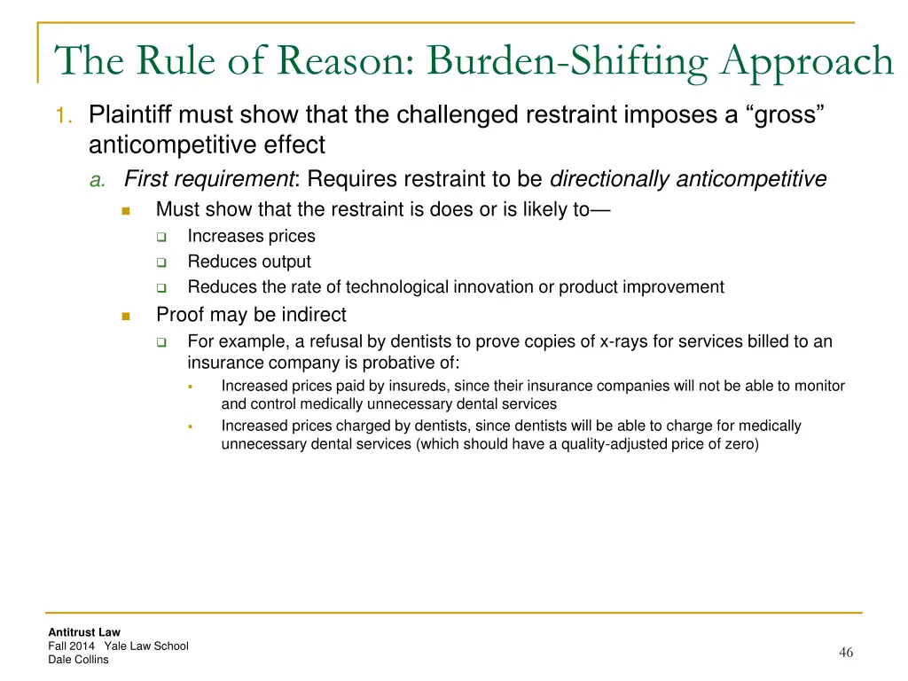 the rule of reason burden shifting approach
