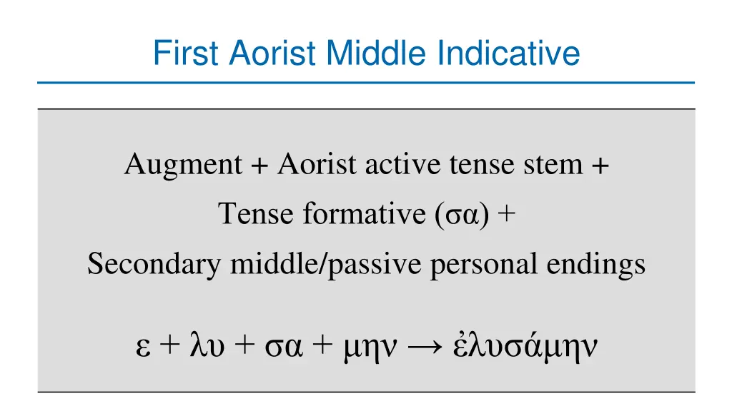 first aorist middle indicative