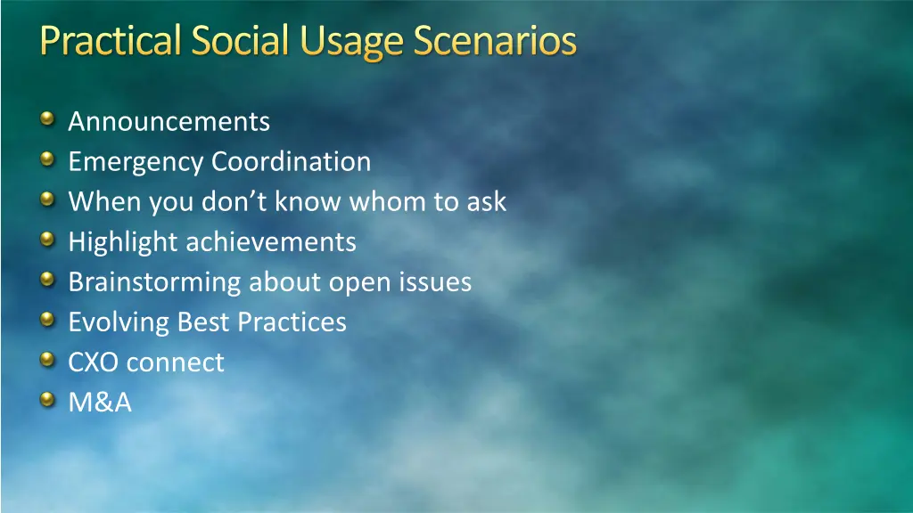 practical social usage scenarios