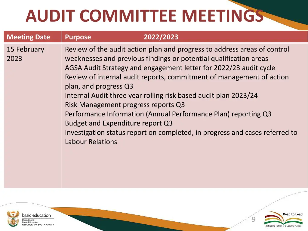 audit committee meetings 2