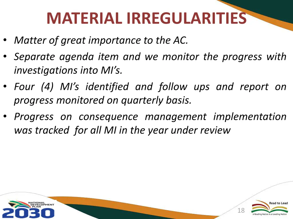 material irregularities matter of great