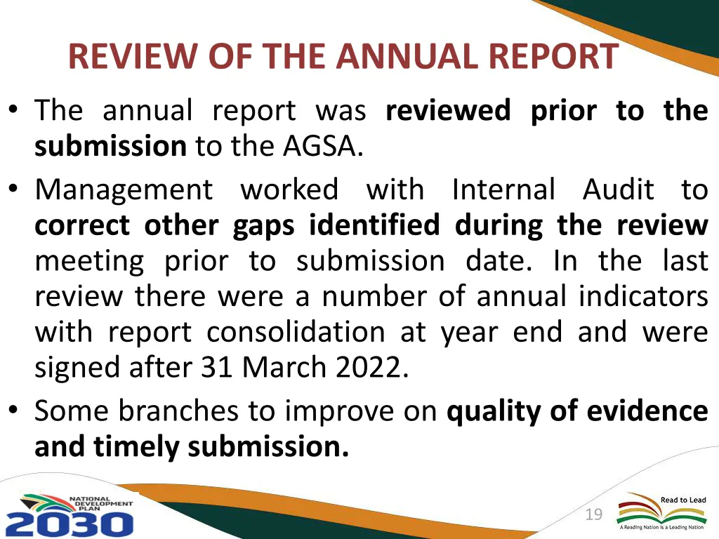 review of the annual report the annual report