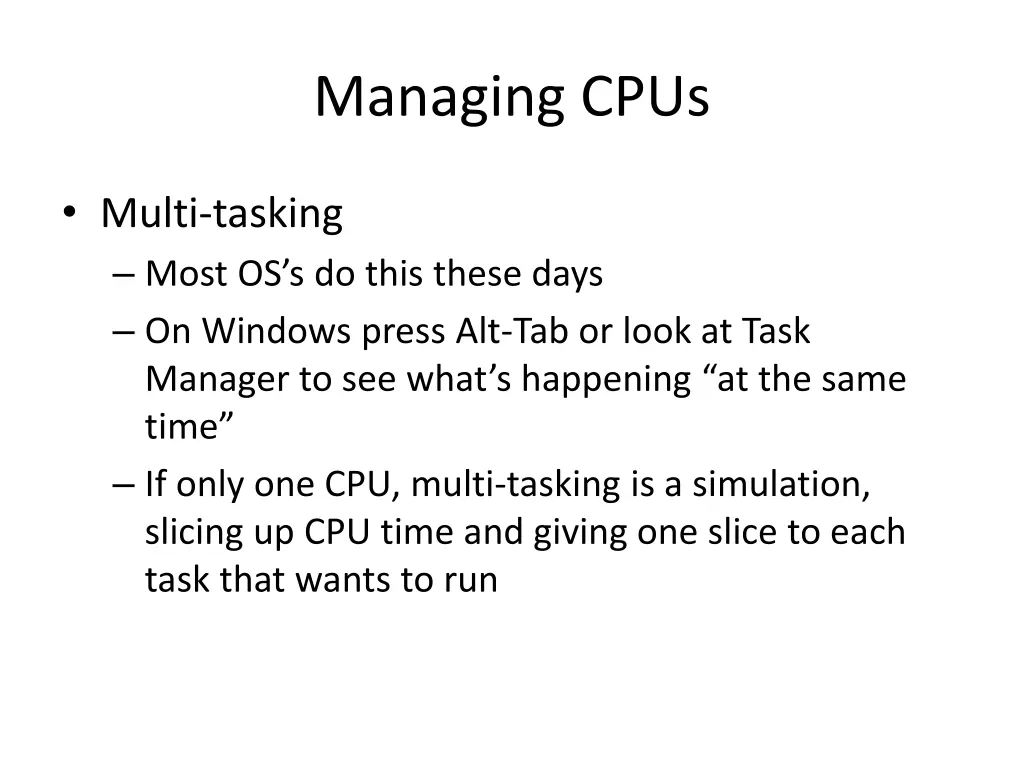 managing cpus