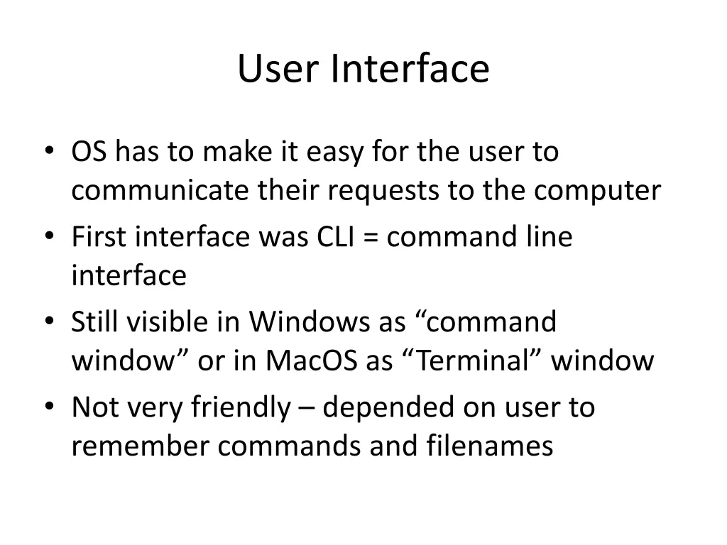 user interface