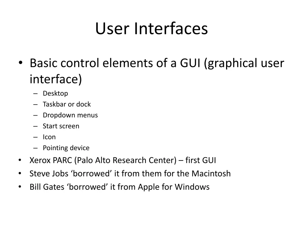 user interfaces
