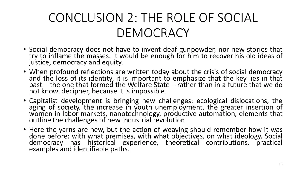 conclusion 2 the role of social democracy
