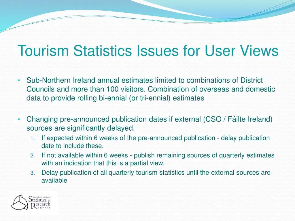 tourism statistics issues for user views 1