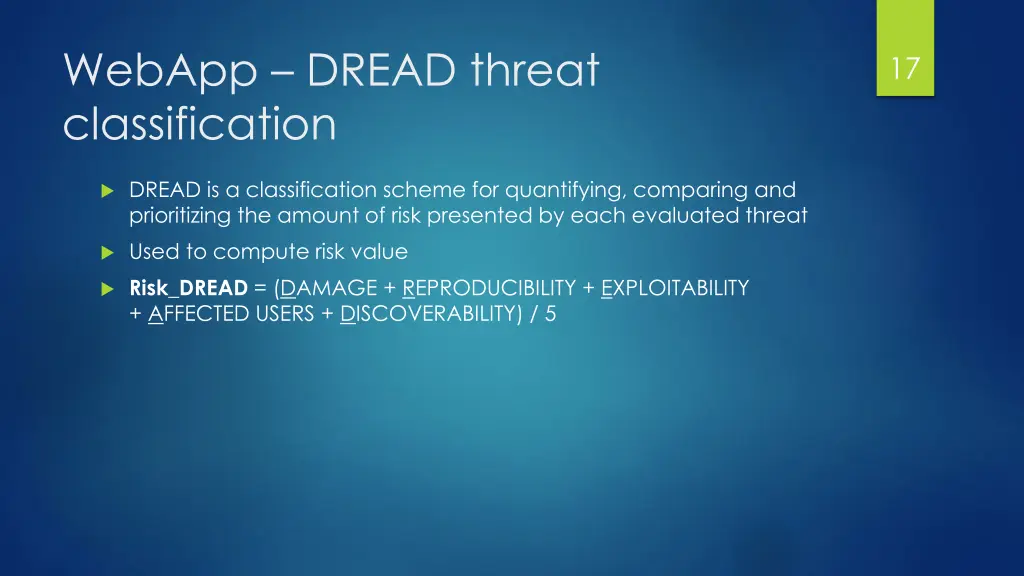 webapp dread threat classification