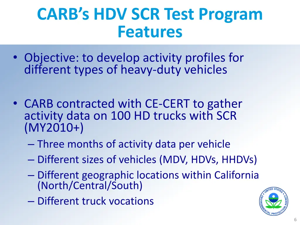 carb s hdv scr test program features