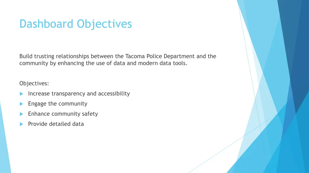 dashboard objectives
