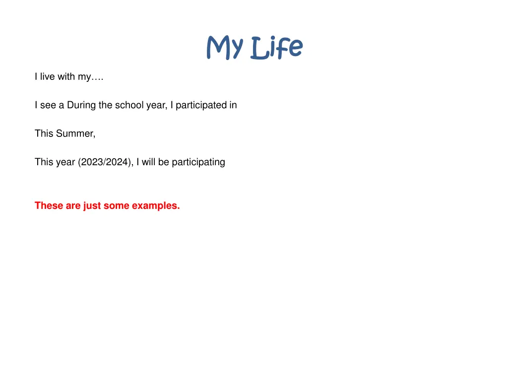 my life my life