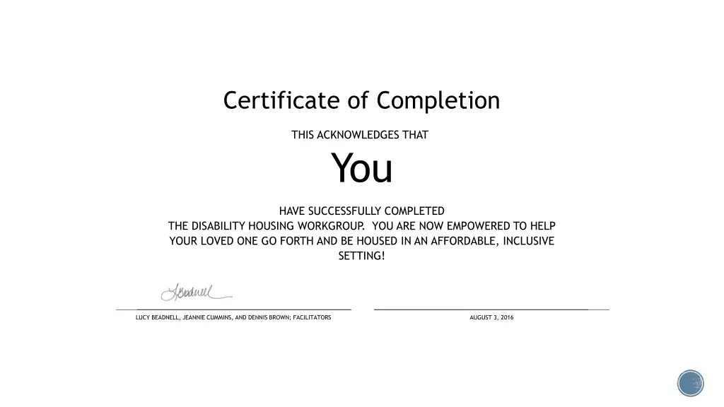 certificate of completion